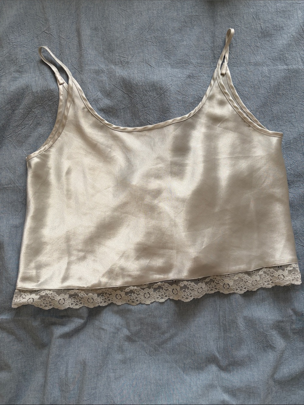 Silky Cream Lace-Trim Camisole